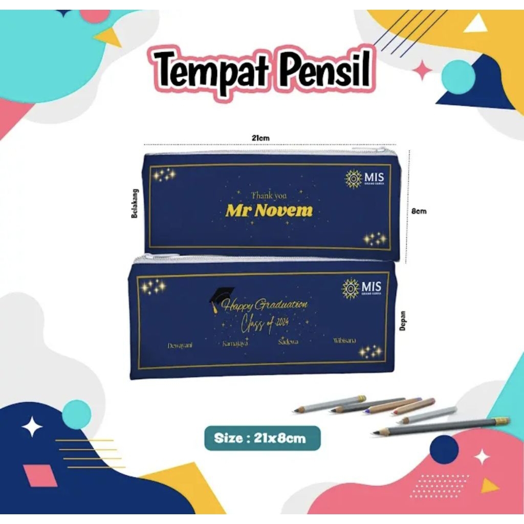 

Custom tempat pensil pipih 21x8 cm