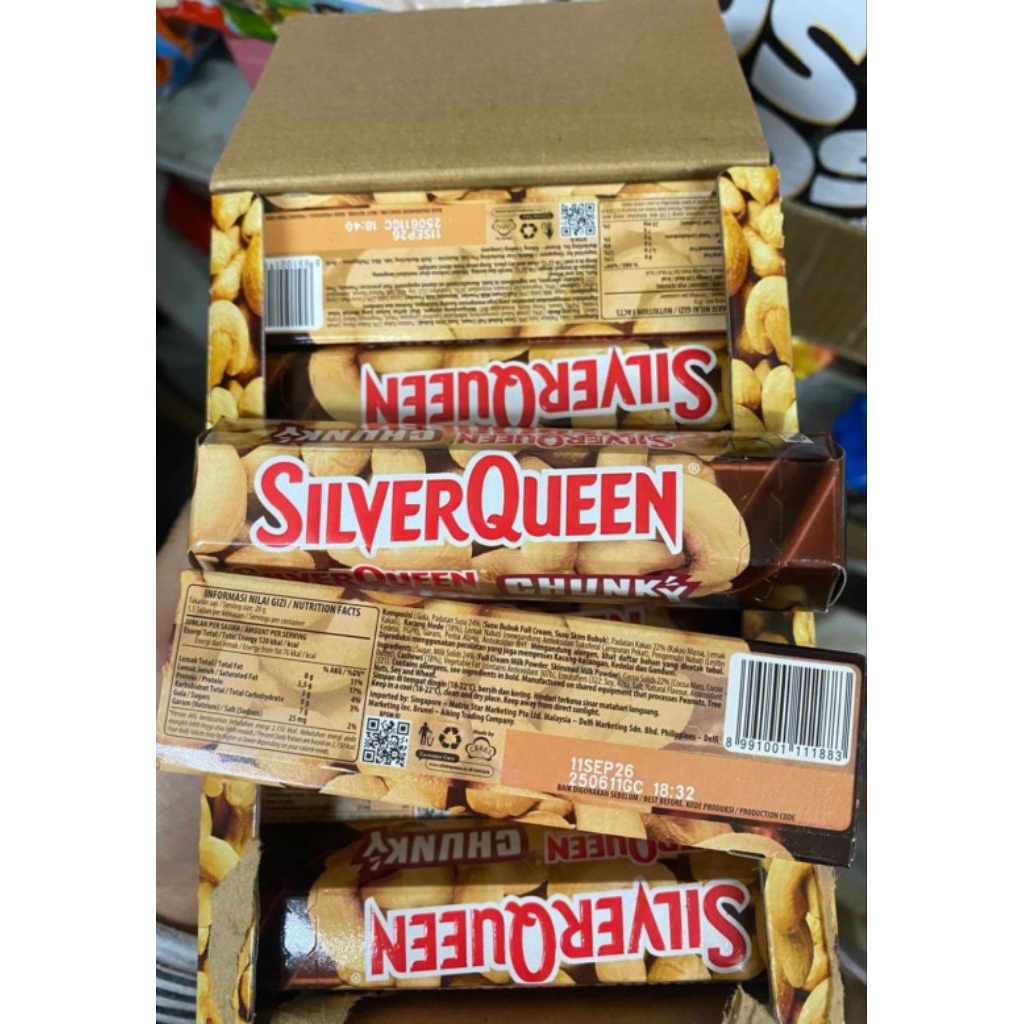 

SILVERQUEEN CHUNCKY CASHEW 26GR 1BOX ISI 12PCS
