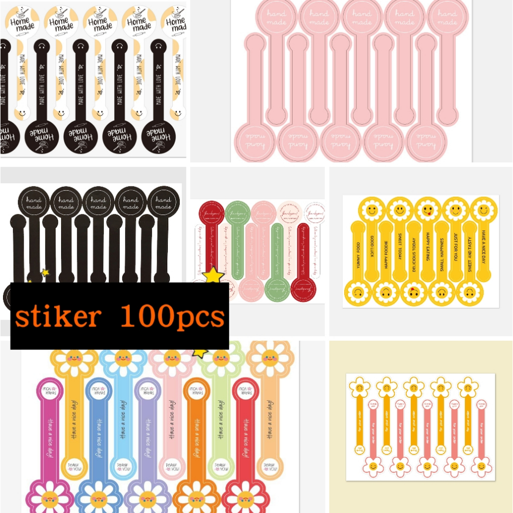 

100pcs Stiker Lucu Sticker Label Packing Kado Gift Hampers Thank You Baking Handmade Murah