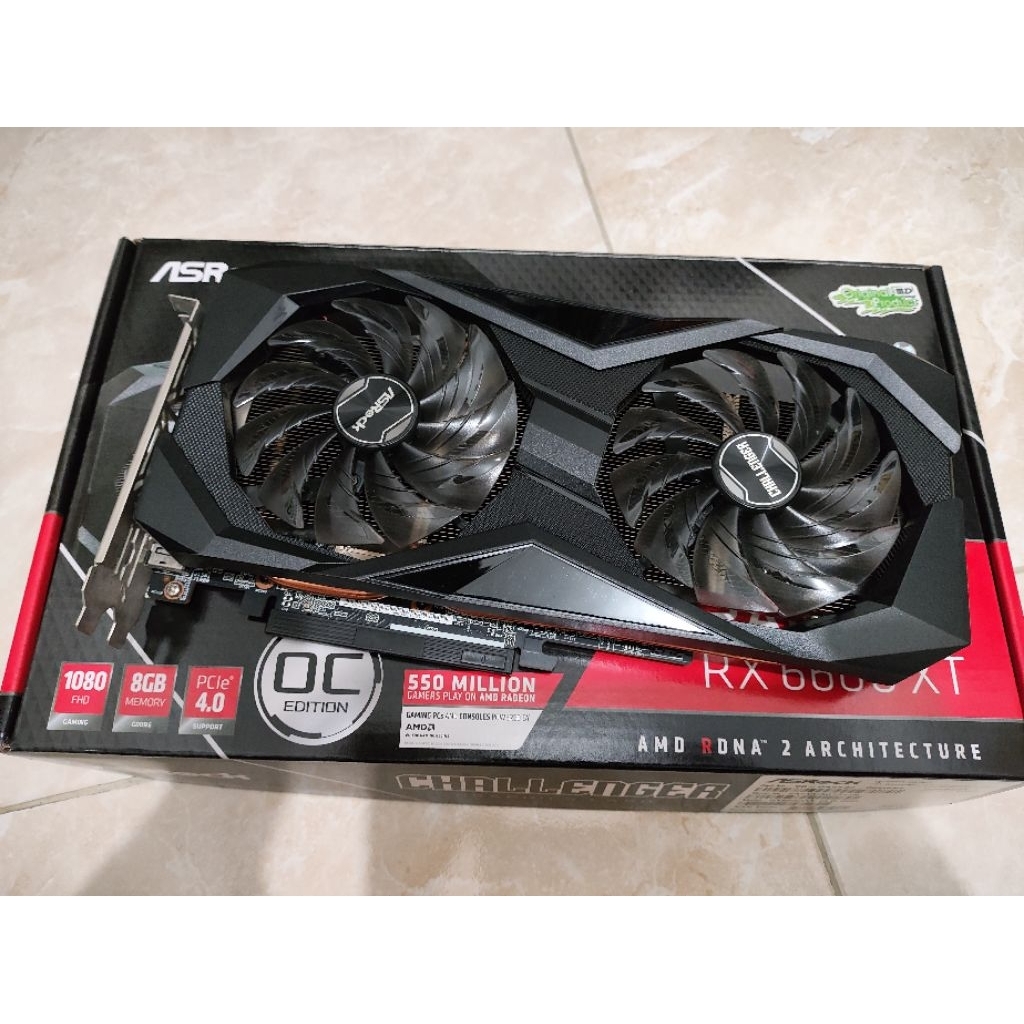 Asrock AMD Radeon RX 6600 XT 6600XT Challenger Kartu VGA GPU bekas second 2nd