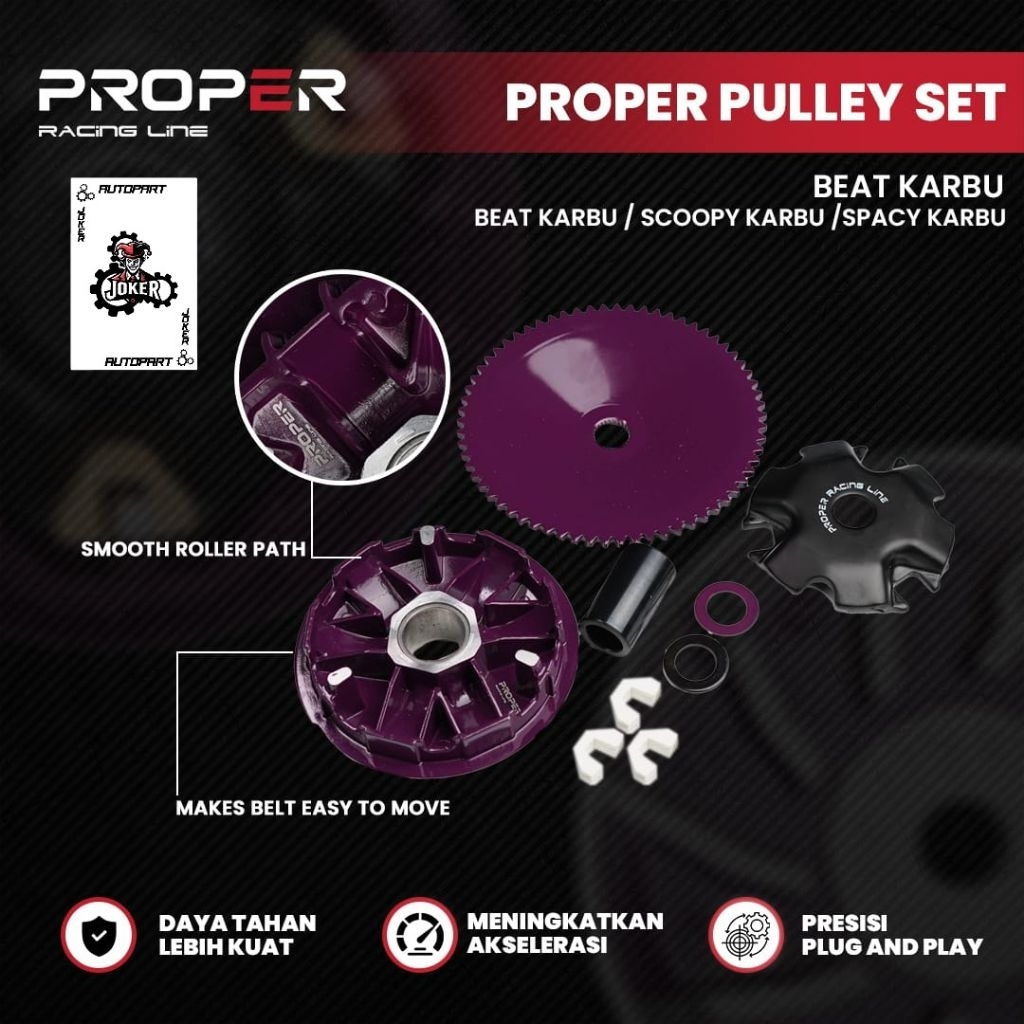 Pulley Proper Racing Line Beat Karbu Scoopy Spacy Karburator Carbu KVY Pulley CVT Set