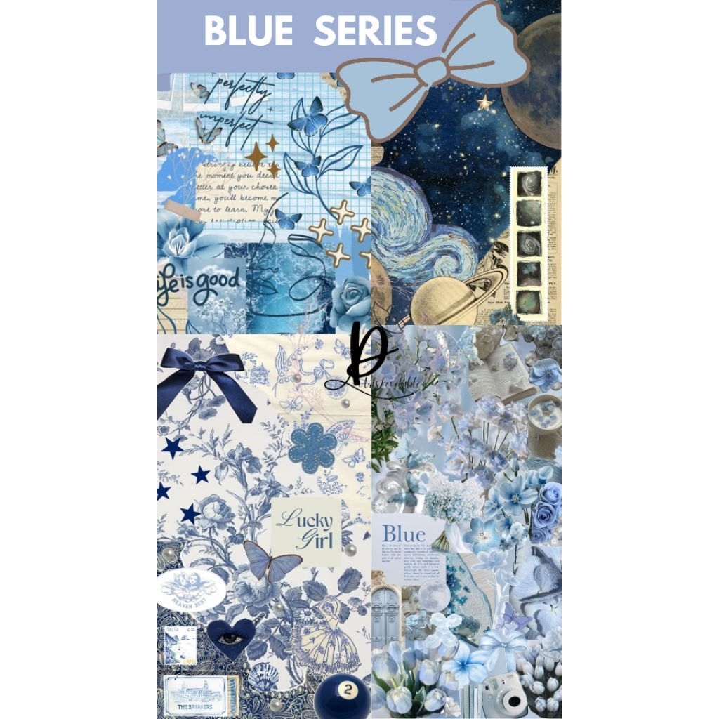 

[D.Artslovable] Art Paper Kertas Scrapbook BLUE SERIES | Motif Terbaru