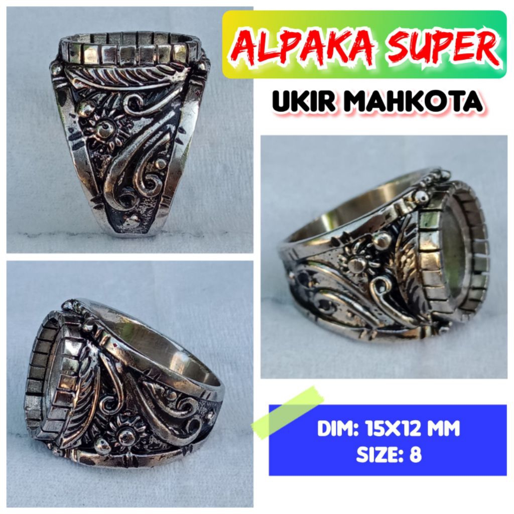 emban batu akik dan permata alpaka super ukir mahkota.45