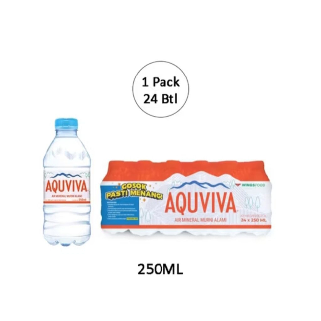 

AQUVIVA 250 ML 24PCS/AIR MINERAL 250/AQUVIVA BOTOL/AIR BOTOL MINI