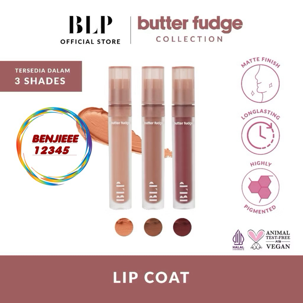 BLP Lip Coat 5gr Lip Cream Butter fudge collection Blp blp lip coat bibir lip cream 5 gr berry choco