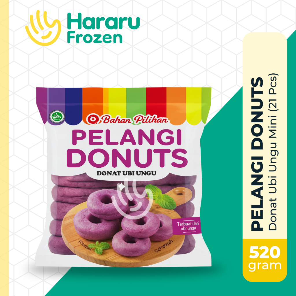 

Donat Ubi Ungu Pelangi Mini Isi 21 | Pelangi Donuts 520 Gram