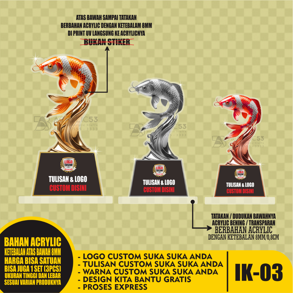 Piala Ikan, Tropy Ikan, Trophy Ikan, Tropi Ikan, Pialatropy Ikan, Piala Ikan Cupang, Piala Ikan Mas 