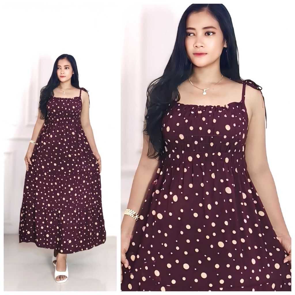 Dress yukensi smoke wanita/daster smoke kerut karet dada tanpa lengan