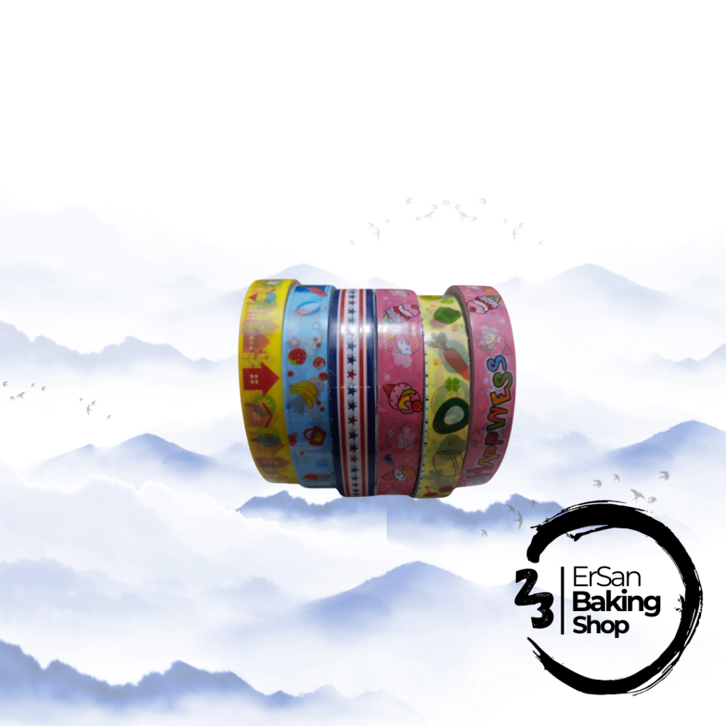 Isolasi/Selotip/Lakban Motif Lucu Fancy/Solatip Gambar/Selotip Toples Kue/Isolasi Toples
