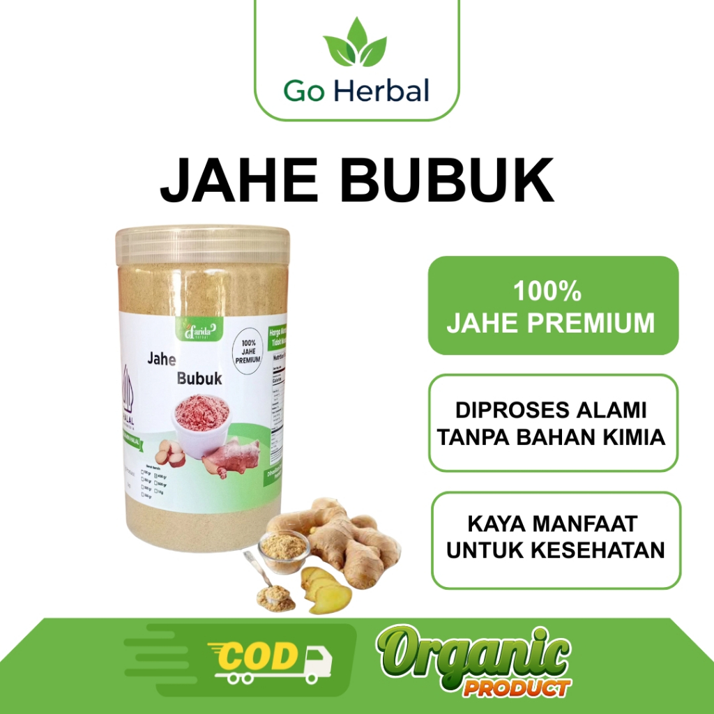 

Jahe Bubuk Premium Kemasan Toples 100% Jahe Asli Berkualitas Farida Herbal