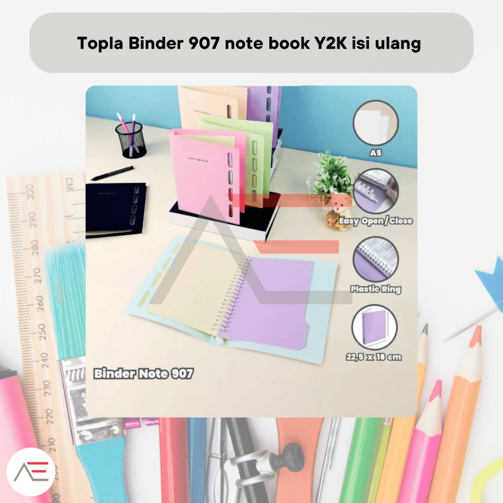 

Binder Note 907 20 ring pastel binder buku catatan sekolah Kuliah ukuran A5 Topla
