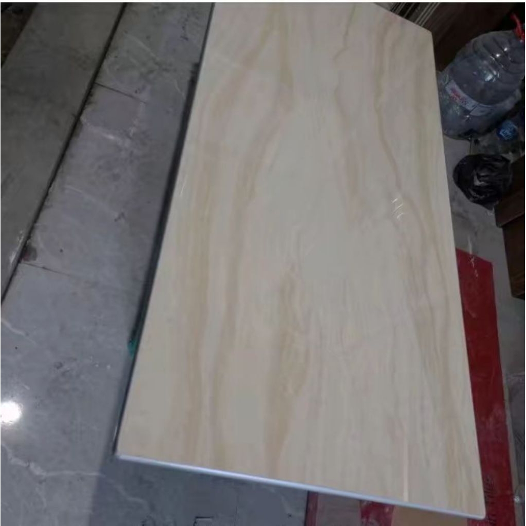 Meja Granit persegi panjang bevel keliling, meja makan meja dapur ruang tamu 60x120 cream glossi Riq