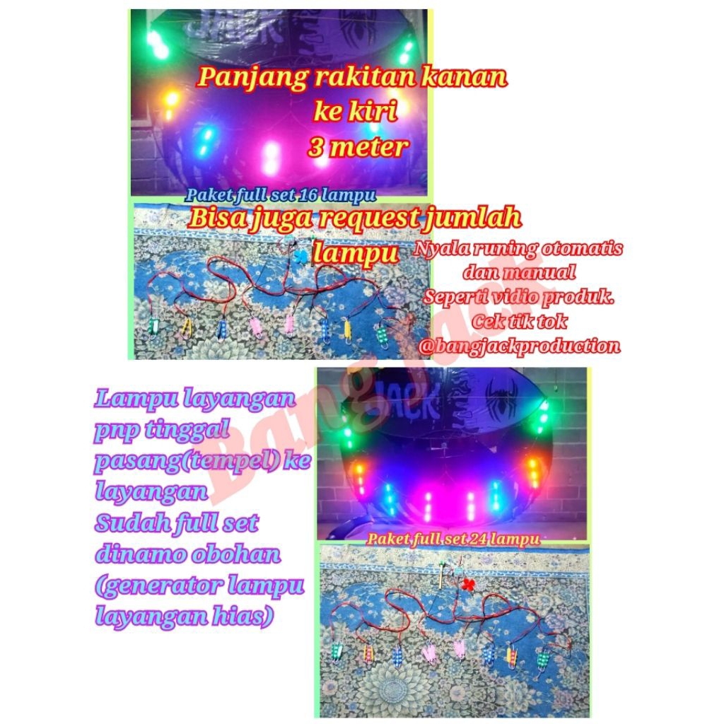 RAKITAN LAMPU LAYANGAN PNP TINGGAL PASANG - NYALA 10 VARIASI RUNING OTOMATIS DAN MANUAL