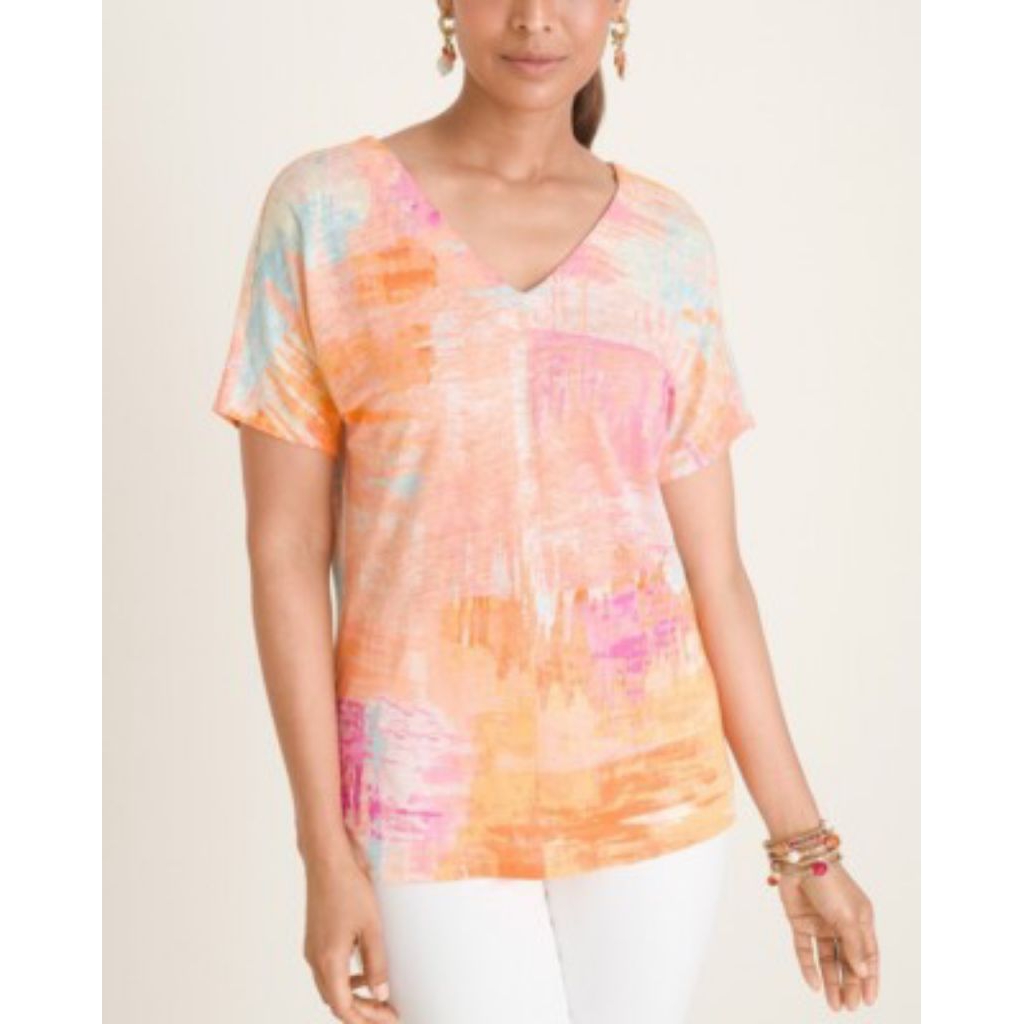 Blouse T-Shirt Chico's Colorfull Women V neck atasan branded wanita