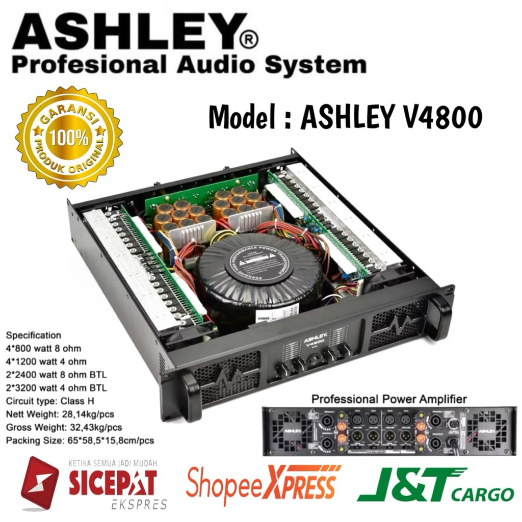 Power Amplifier Ashley V4800 Original Power Amplifier Ashley 4 Channel Class H