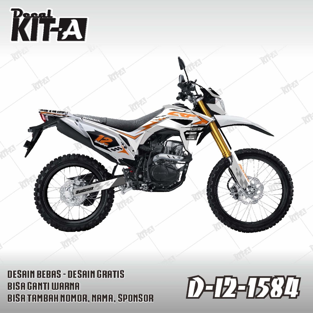 Sticker Decal Motor CRF 150l Fullbody Motif Original CRF Putih Abu Oren D-I2-862 D-I2-1490 D-I2-1584