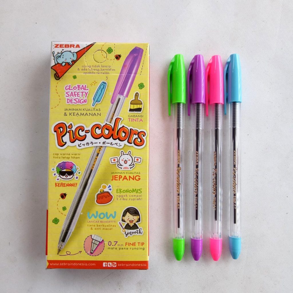 

(1 Pack) Pulpen Zebra Pic-colors 0.7mm Isi 12Pcs