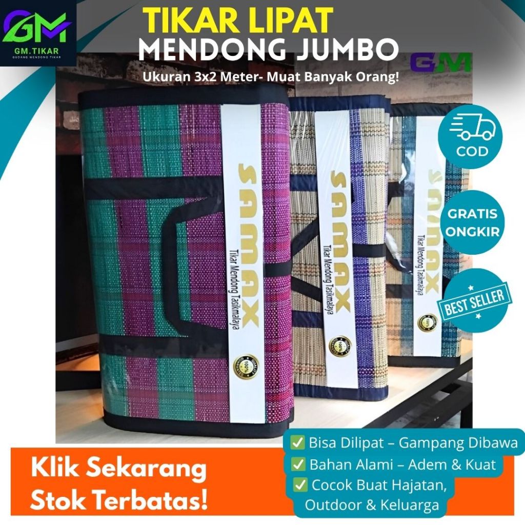 Tikar Lipat Jumbo Tebal Anti Air Ukuran 2x3 Meter & HAJATAN
