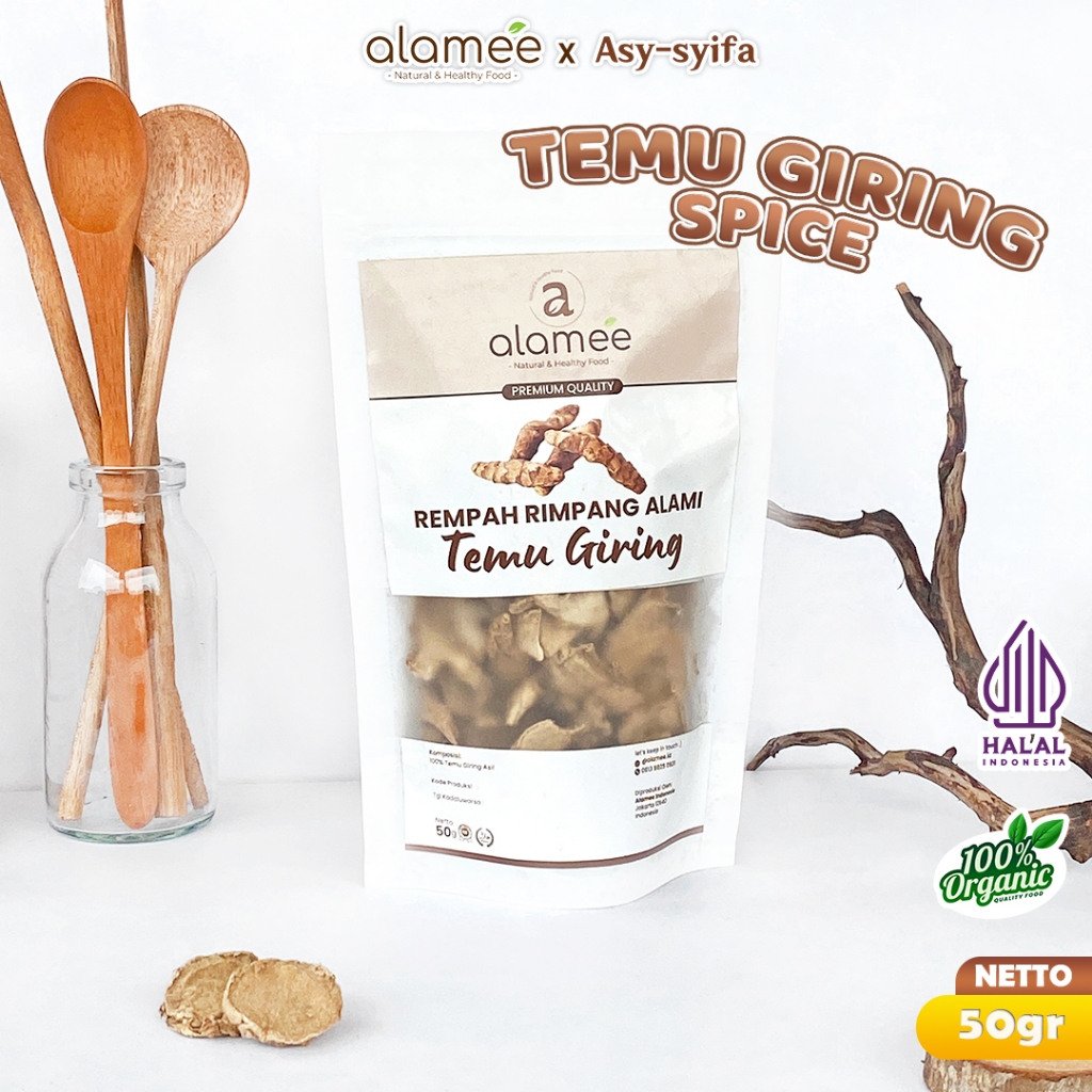

ALAMEE Temu Giring Kering Organik Iris Kuning Gajah Rempah Rimpang Alami Bumbu Seasoning Masak 50gr