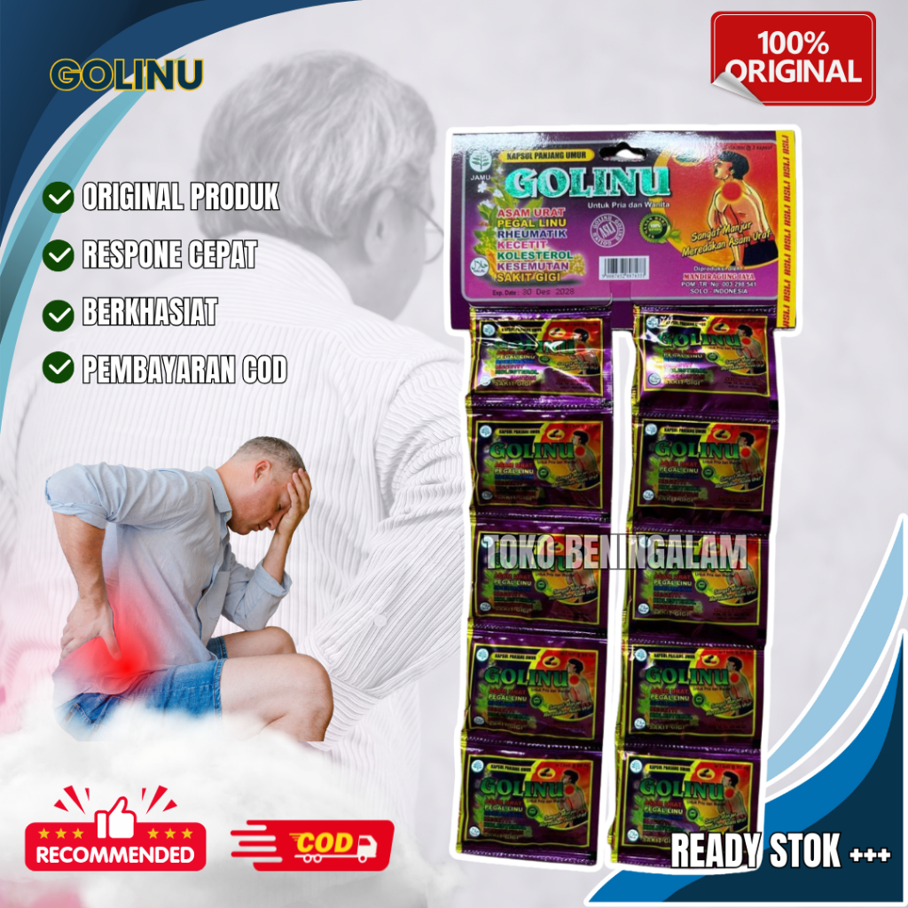

Kapsul Golinu Herbal Renceng Original 20 Sachet Ampuh Obat Asam Urat Pegal Linu
