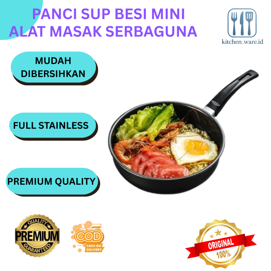 Peralatan Dapur Alat Masak Panci Sup Besi Mini Anti-Lengket Memasak Sup Mie
