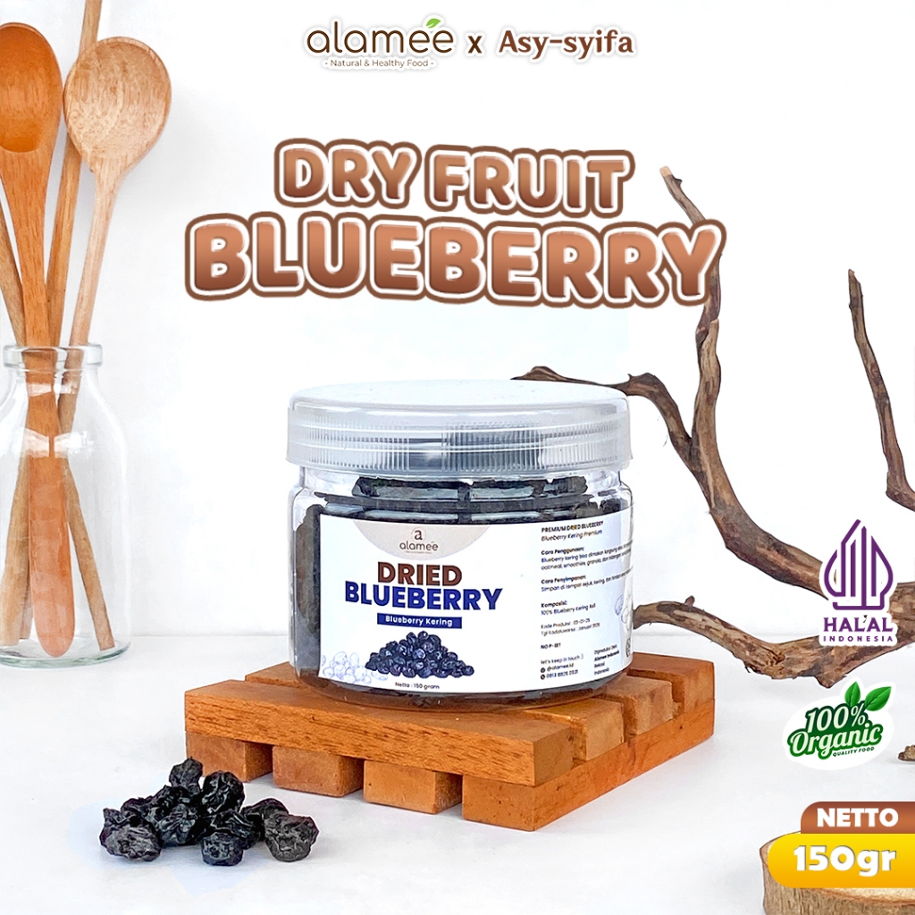 

ALAMEE Blueberry Kering Cemilan Buah Sehat Dried Fruit Blueberry Cemilan Rendah Kalori 150gr