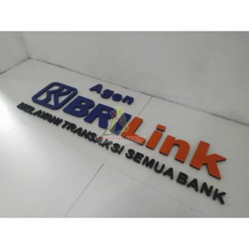 Agen BRILink custom nam toko letter dan huruf akrilik timbul