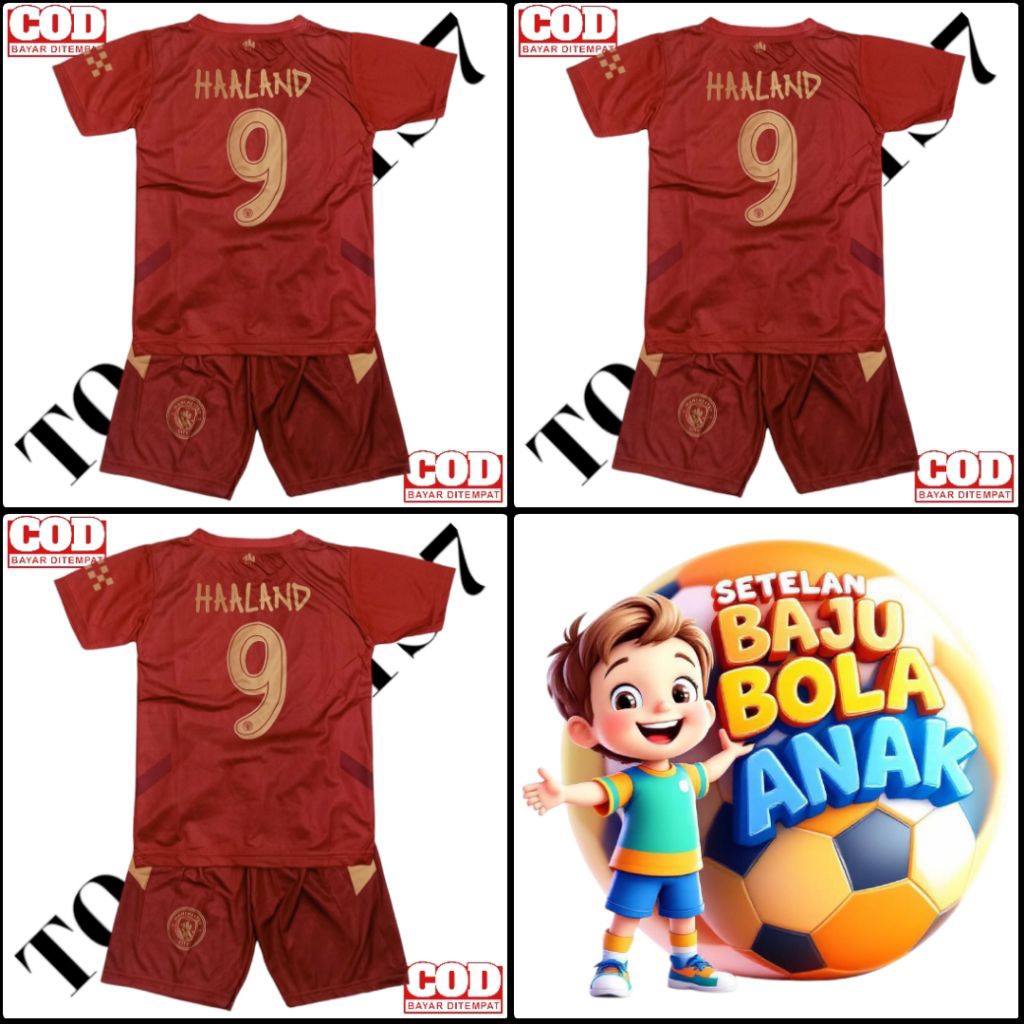 SETELAN JERSEY BOLA ANAK LAKI LAKI FOOTBALL CLUB JERSEY M.CITY HAALAND TERBARU FULL PRINTING ANAK AN
