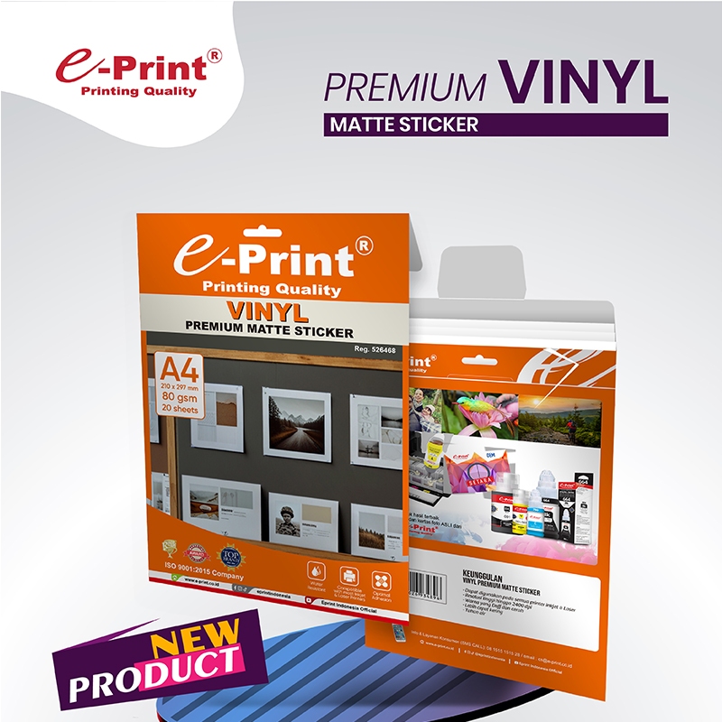 

e-Print Kertas Sticker Matte Vinyl Premium A4 80gsm