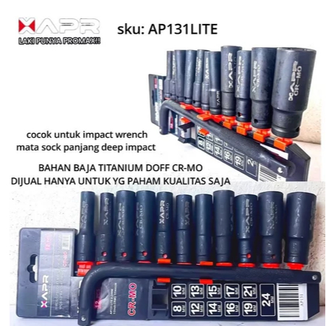 Set Kunci Sok Ratchet APR AP131 Lite 12pcs Ukuran Lengkap 8-24mm 1/2inc