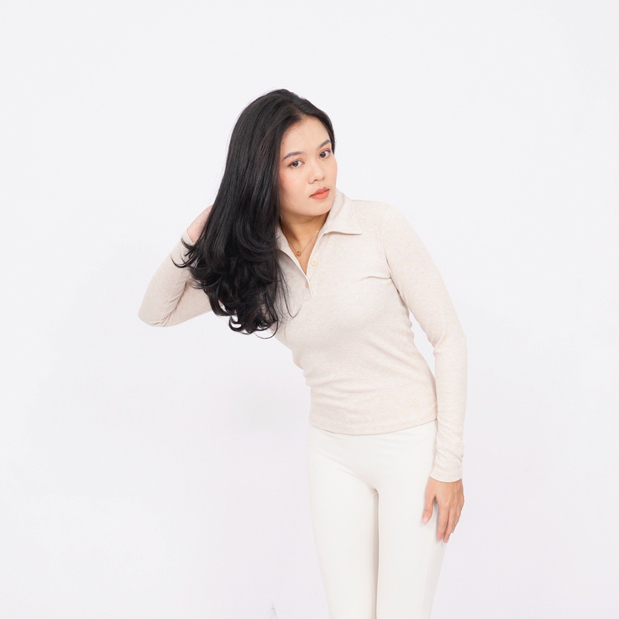 RSCHIC - TOP LONG POLO EXHALE PILATEZ SERIES - KAOS LENGAN PANJANG - KNIT LENGAN PANJANG - LENGAN PA