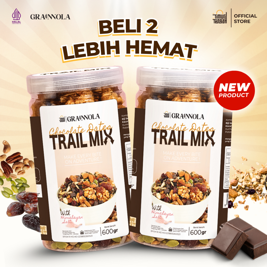 

Timur Tengah [PAKET HEMAT] Bundling 2 pcs 600 gr Trail Mix Choco Dates Chocolate Dried Fruit with Raisins Almond Premium