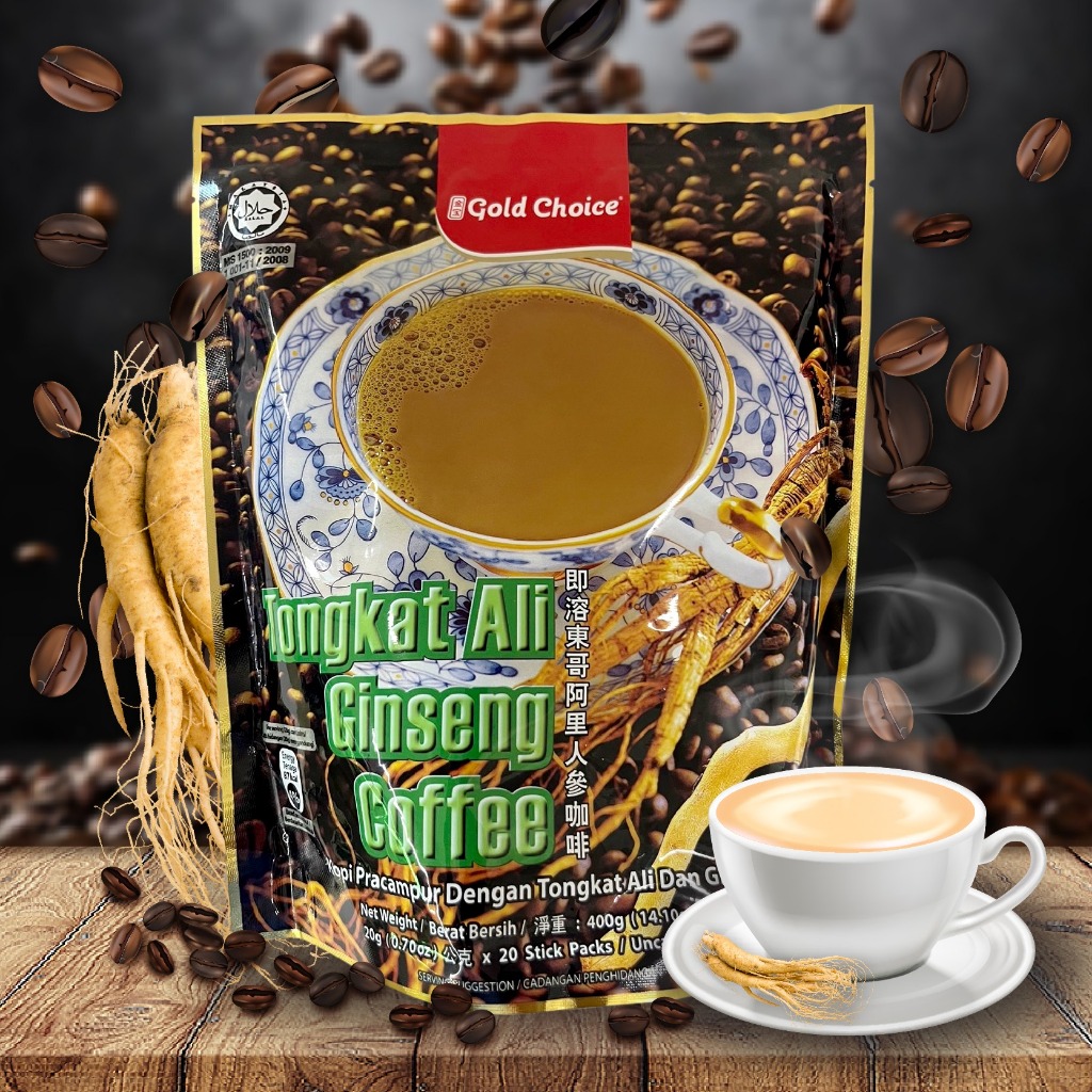 Gold Choice Tongkat Ali Ginseng Coffee Premix Coffee Kopi Pracampur 20sachet