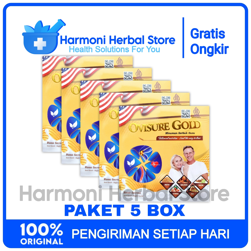 

5 Box Ovisure Gold Asli Original Milk Susu Vitamin Tulang Dan Sendi Nyeri Otot Keram Kebas Terlaris