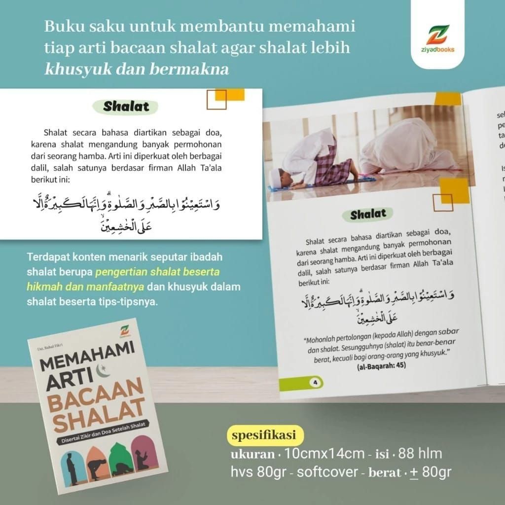 ZIYAD BOOKS Memahami Arti Bacaan Sholat - disertai zikir dan bacaan sholat