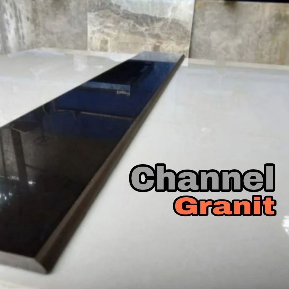 Granit List/plint Bevel 10×60 Hitam Polos Pure Black Full body permukaan Glosy mengkilap