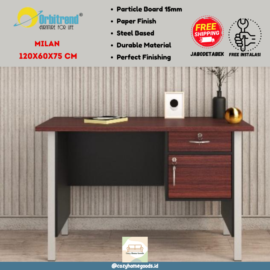 ORBITREND - MILAN - MEJA KANTOR - MEJA KANTOR KAKI BESI - MEJA KERJA MINIMALIS