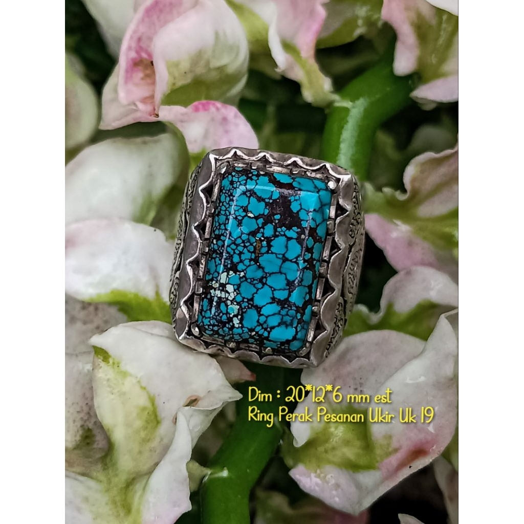 PA 8 - Batu Akik Pirus Hubei 1 Ring Perak