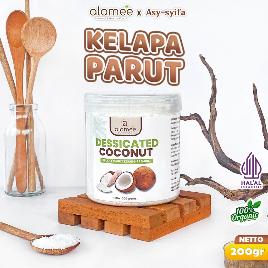 

ALAMEE Dessicate Coconut Kelapa Parut Kering Coconut Flakes Topping Kue Kelapa Kering 200gr