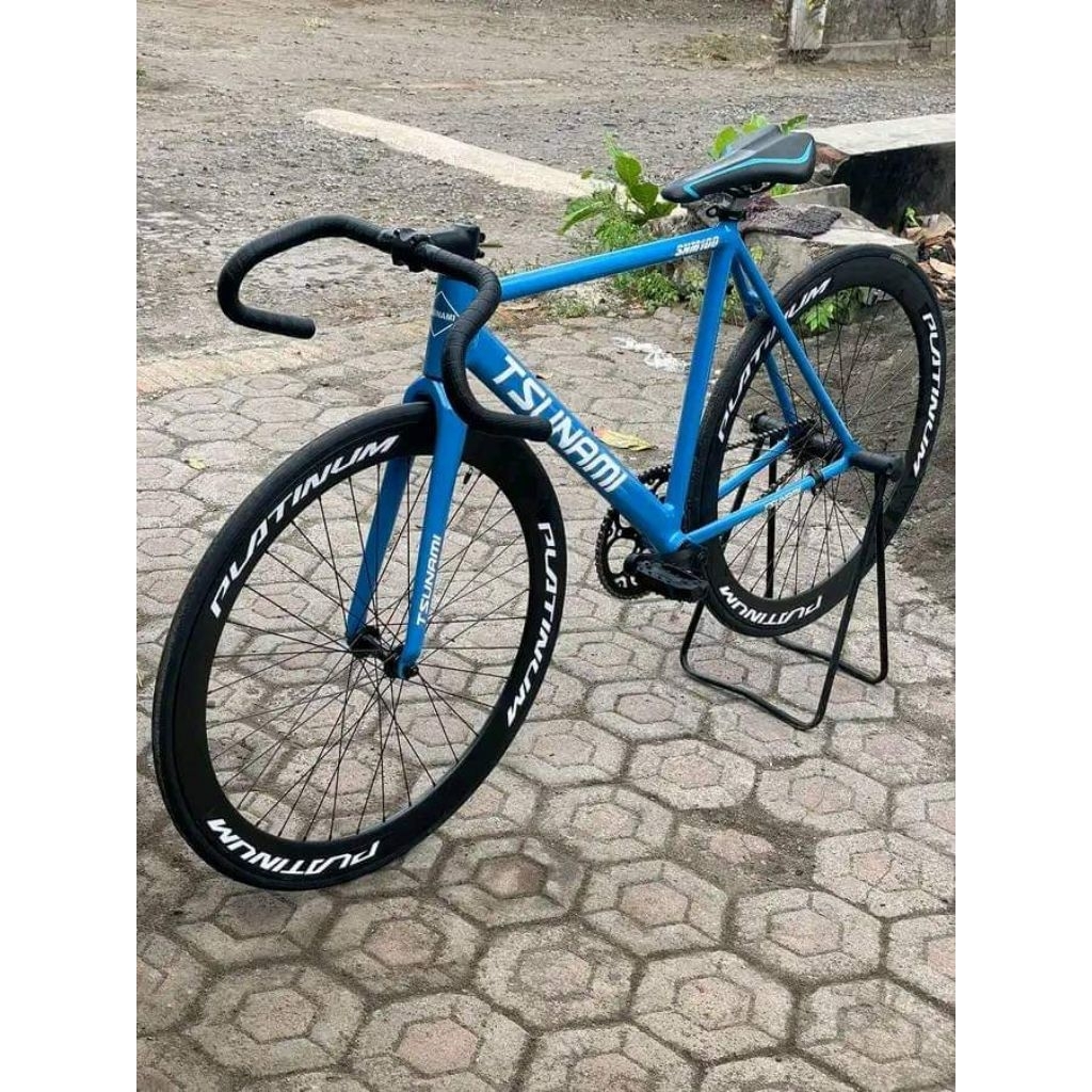 sepeda fixie stunami biru doltrap