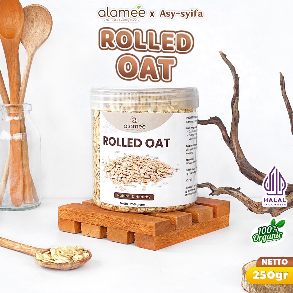 

ALAMEE Rolled Oat Gandum Utuh Kasar oatmeal wholegrain Natural Premium Alami Oatmeal Instan 250gr
