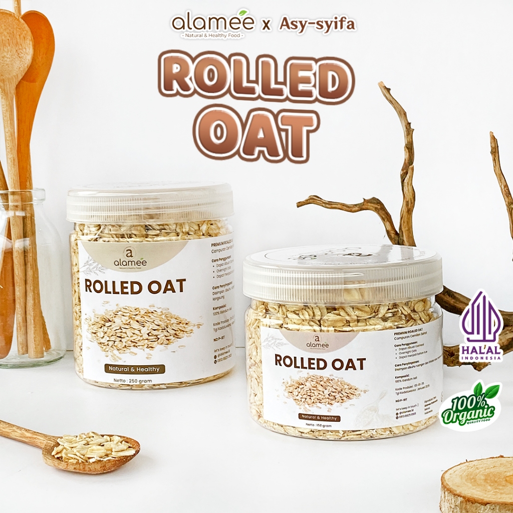 

ALAMEE Rolled Oat Gandum Utuh Kasar oatmeal wholegrain Natural Premium Alami Oatmeal Instan 250gr