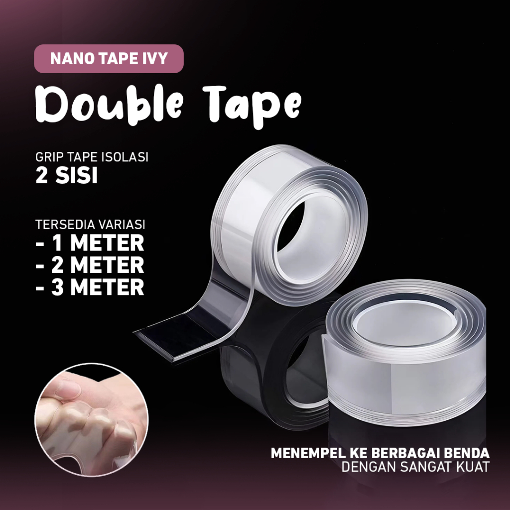 

Double Tape Merk House Nano Tape Ivy Grip Tape Isolasi 2 Sisi Solatip Tape