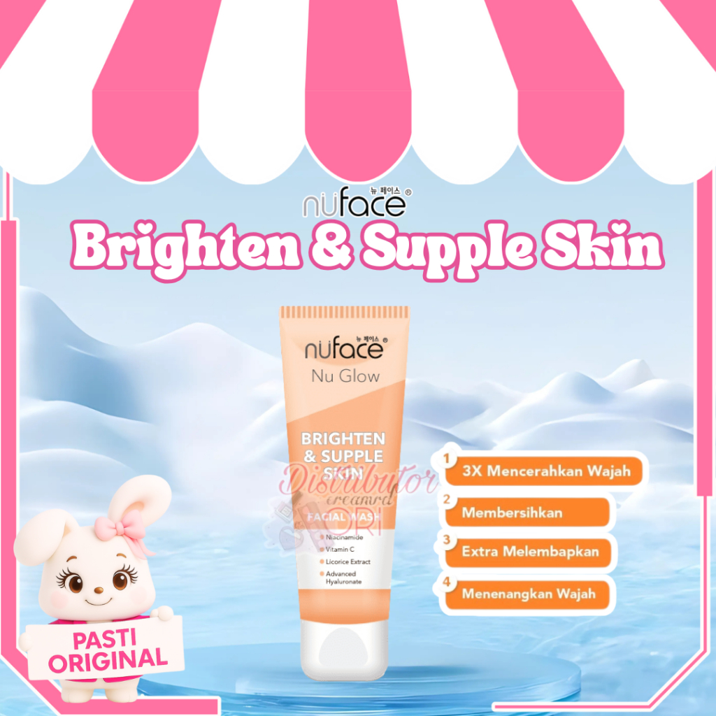 Nuface Nu Glow Brighten & Supple Skin Facial Wash Moisturize Cream 80gr |Bpom