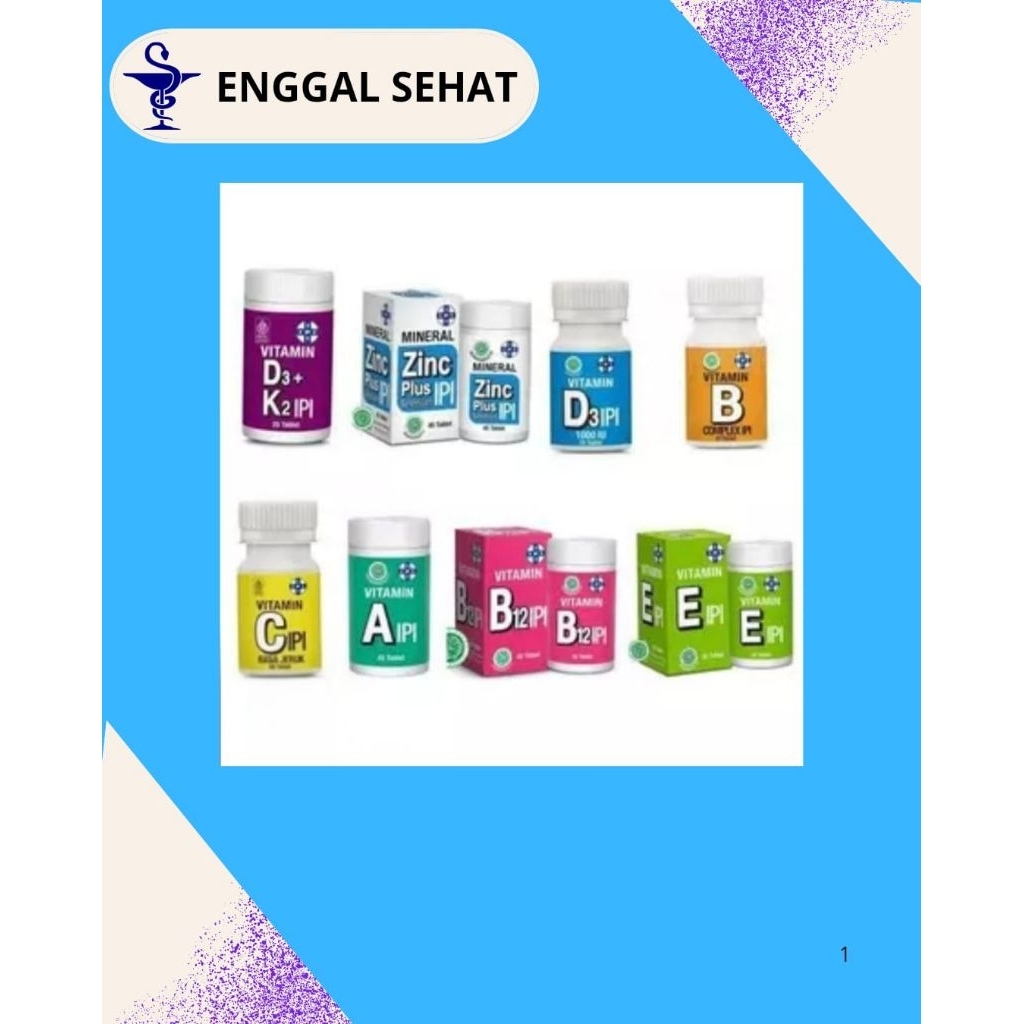 IPI Vitamin A 2000IU, Vitamin B Komplek, Vitamin C, vitamin D1000IU, Vitamin D3+K2(25 TABLET)