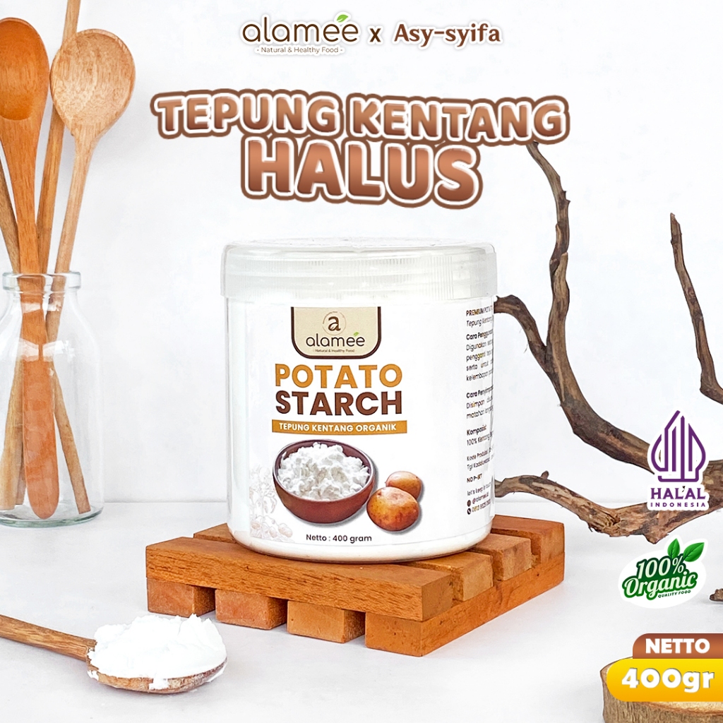 

ALAMEE Tepung Kentang Halus Potato Starch Tepung Kue PREMIUM Mashed Long Potato Powder 400gr