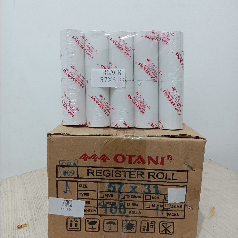 

KERTAS THERMAL EDC & MOBILE PRINTER, 57X31 CORELESS, 1 DUS ISI 100 ROLL, MERK OTANI