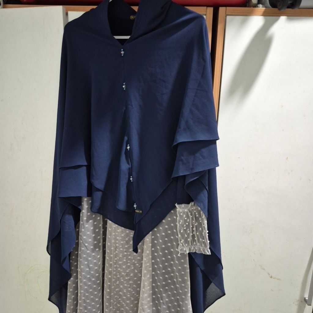 Preloved Gamis Set Khimar Aisyalina.id Navy Ukuran M