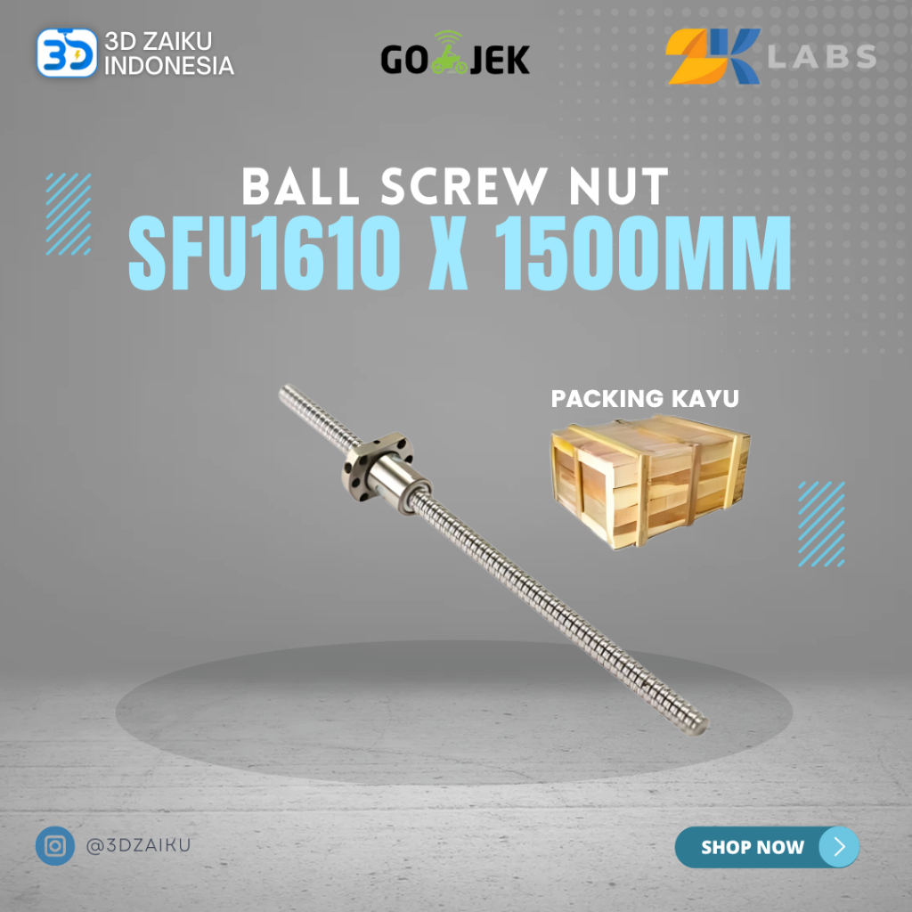 ZKLabs CNC Ball Screw SFU1610 with Ball Screw Nut 1500 mm Length