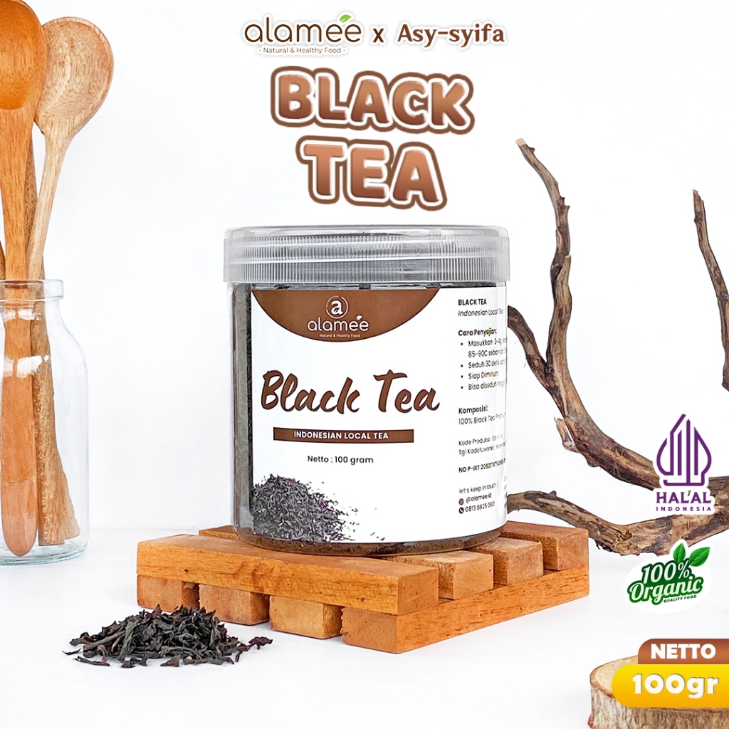 

ALAMEE Black Tea Teh Organic TEH BUNGA KEMASAN TOPLES 100gr kering hitam DRIED alami